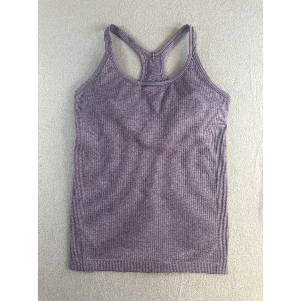 Lululemon Ebb to Street Tank Top Purple Ribbed Racerback Shelf Bra Size 10